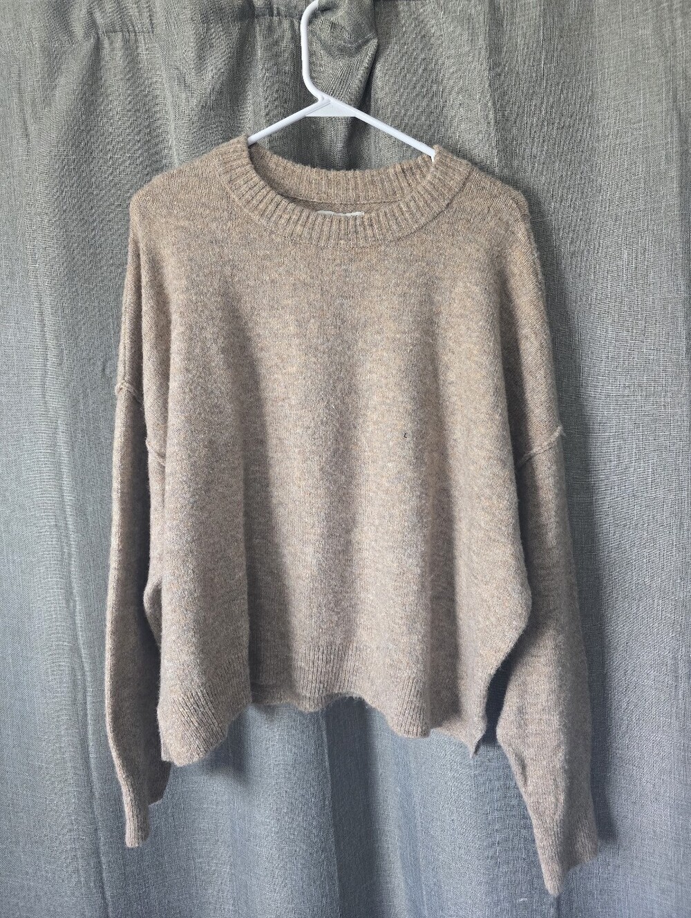 American Eagle NWT Tan Reverse Stitch Sweater Oversized Size L
